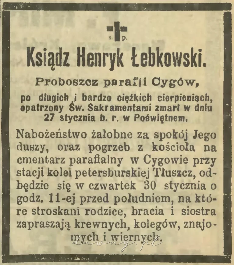 Nekrolog księdza Łebkowskiego
