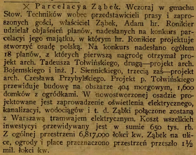 parcelacja ząbek