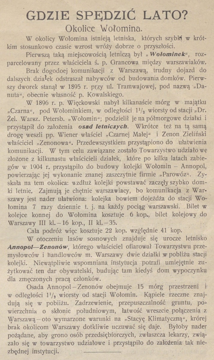 Letnisko - ilustrowany kuryer podmiejski przewodnik praktyczny