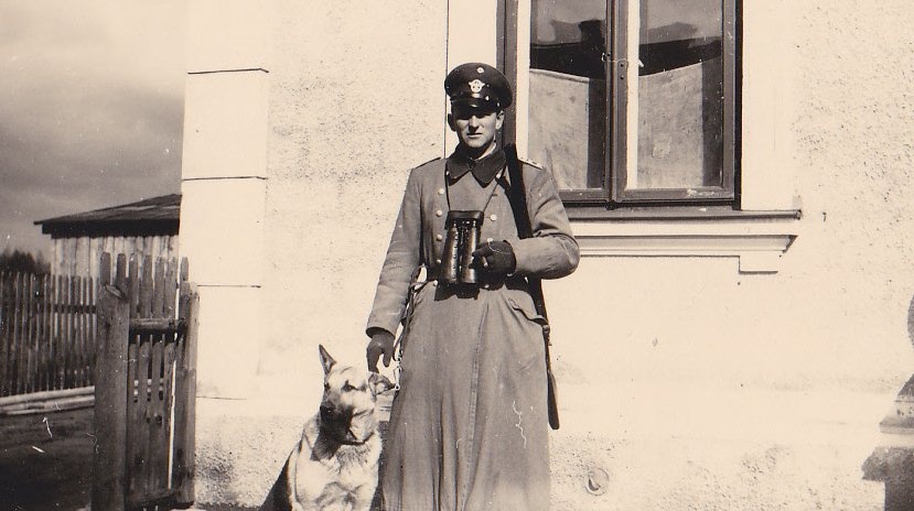 G Hauptwachtmeister Stein with Hunting riffle and Police dog