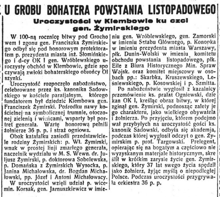setna rocznica zgonu Żymirskiego e