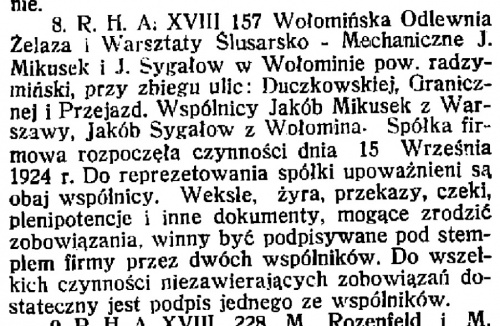 Wołomińska Odlewnia Żelaza i Warsztaty Ślusarsko-Mechaniczne