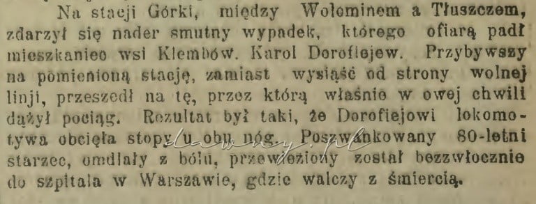 Dorofiejew wypadek Goniec Wieczorny. 1909, nr 146