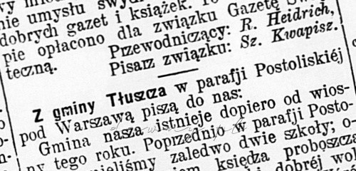 Z gminy Tłuszcza w parafji Postoliskiej