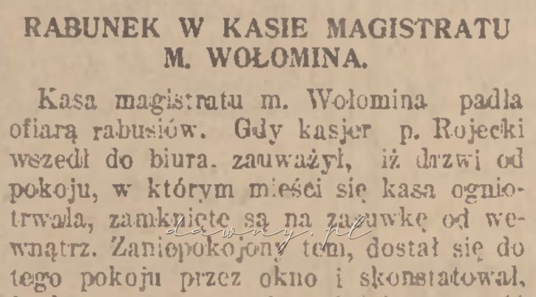 Rabunek w kasie magistratu miasta Wołomina