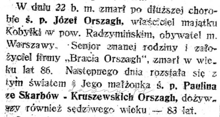 zmarł józef orszagh