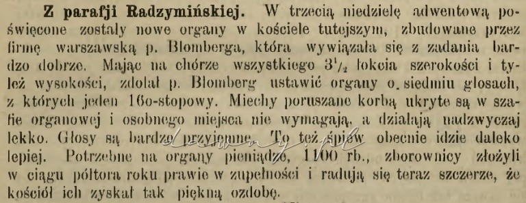 organy w radzyminie 1903