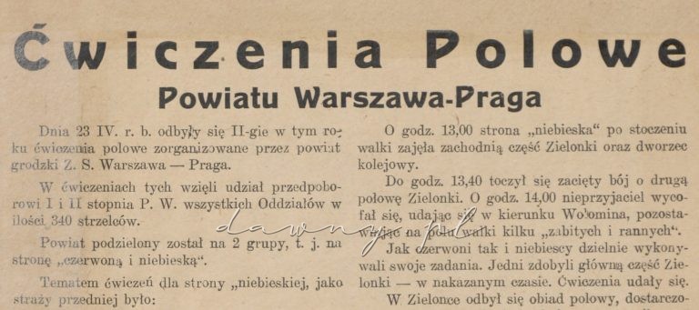 ćwiczenia polowe zielonka 1939