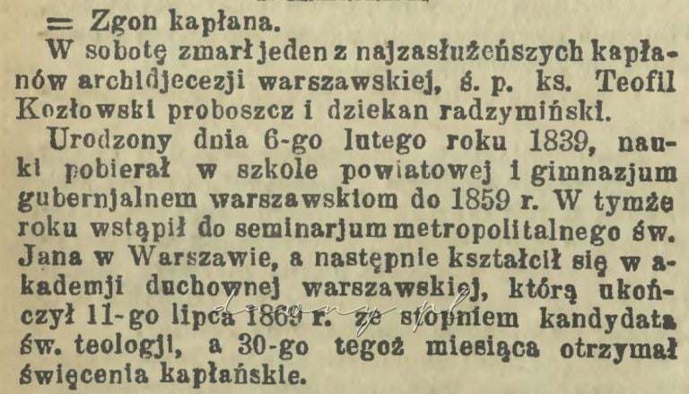 teofil kozłowski nekrolog