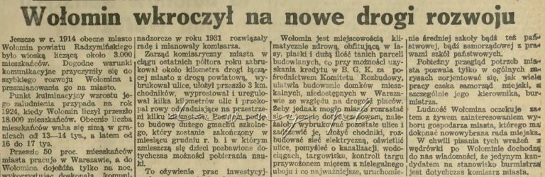 wołomin wkroczył na nowe drogi rozwoju