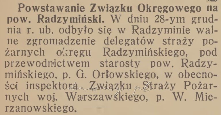 związek okręgowy na pow. Radzymiński 1925