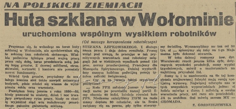 huta wołomin 1946