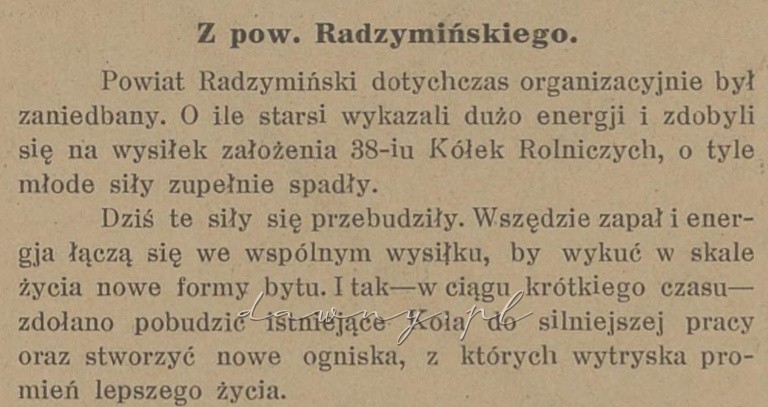 powiat radzymiński kółka rolnicze 1928