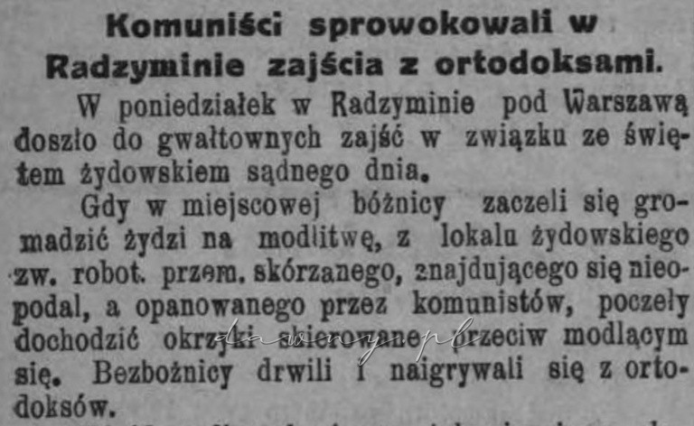 komuniści ortodoksi radzymin 1929