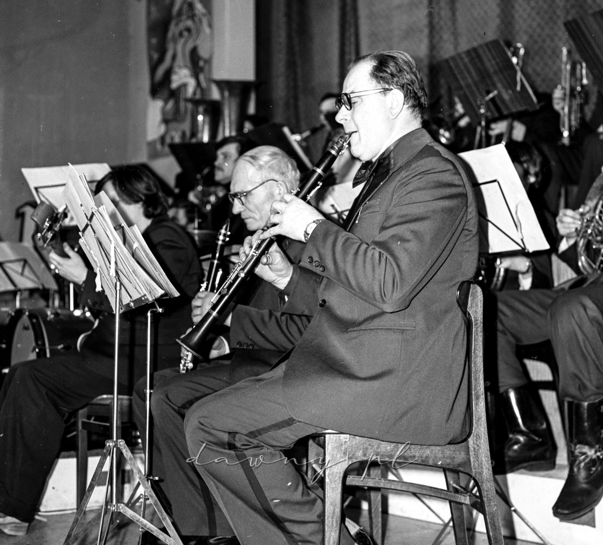 Rok 1979 - próba orkiestry dętej w ZDK Szklarynka w Wołominie. Fot. Bolesław Szulim.