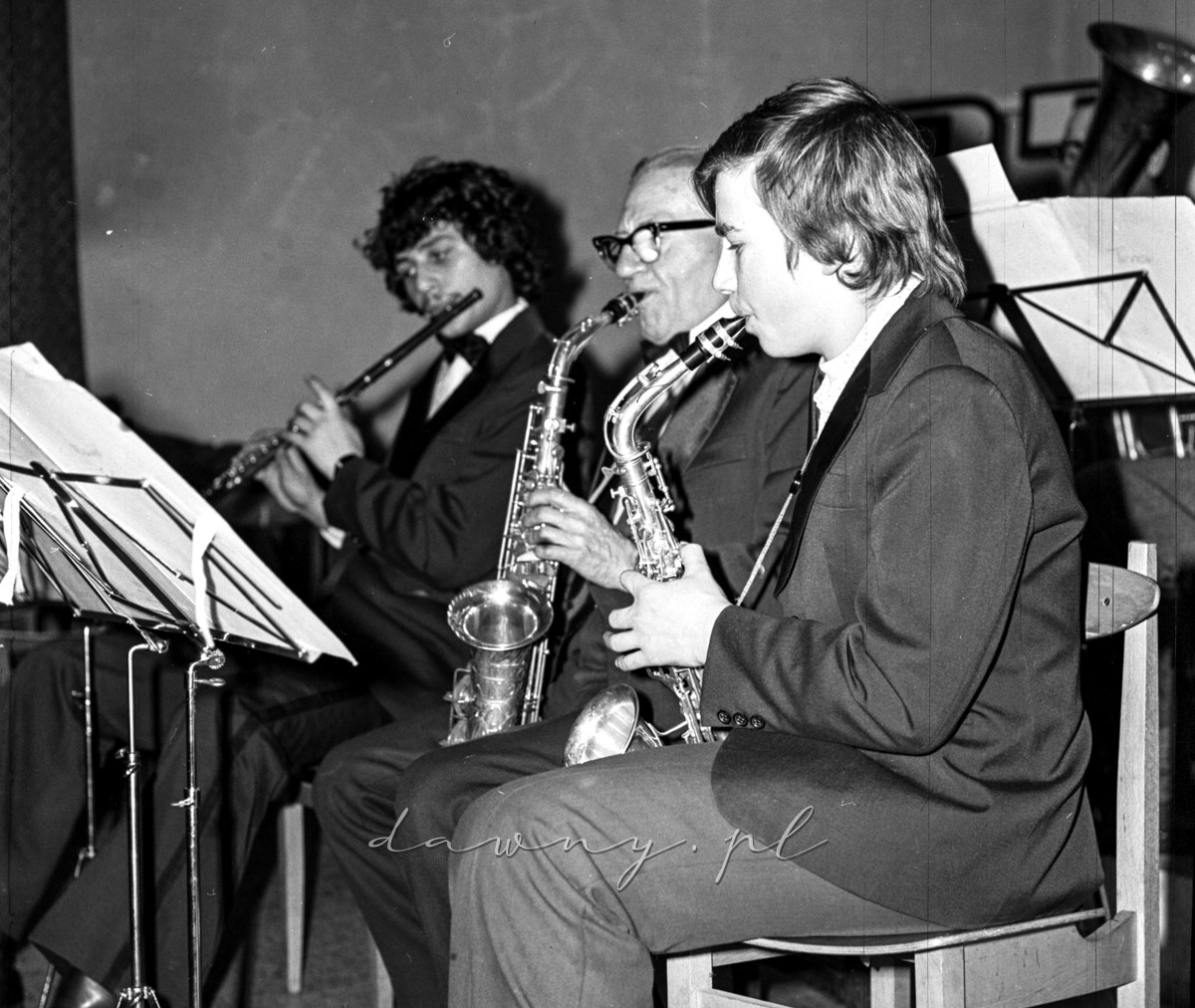 Rok 1979 - próba orkiestry dętej w ZDK Szklarynka w Wołominie. Fot. Bolesław Szulim.
