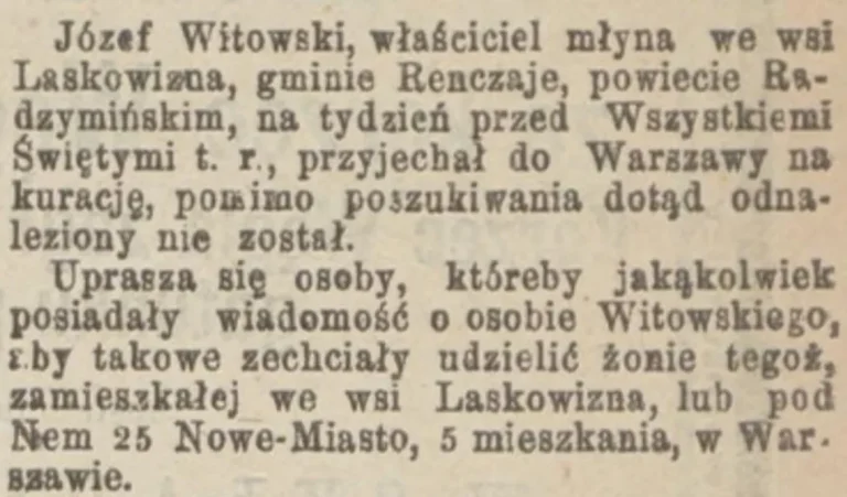 witowski młyn zaginiony
