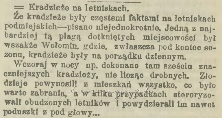 Kradzieże na letniskach