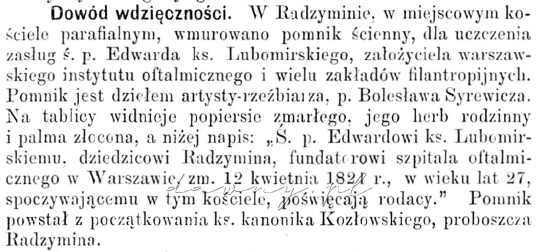 Tablica lubomirskiego radzymin