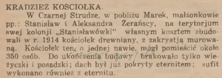 Kradzież kościółka w czarnej strudze