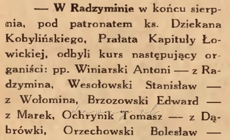Kurs dla organistów w radzyminie