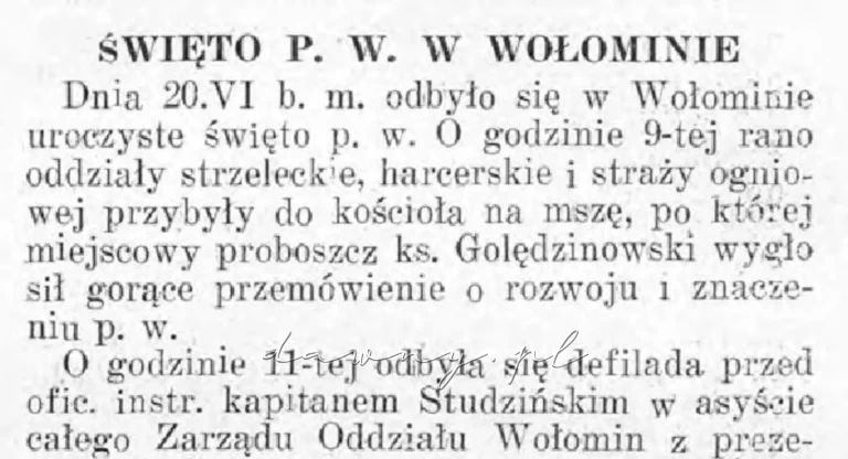 Święto Przysposobienia Wojskowego w Wołominie, rok 1926