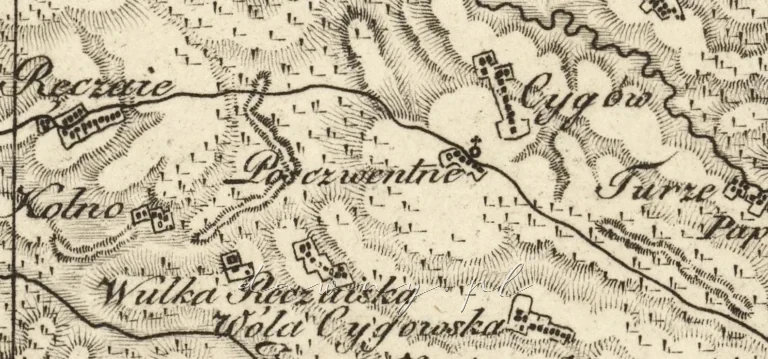 Poświętne na mapie z 1808 roku