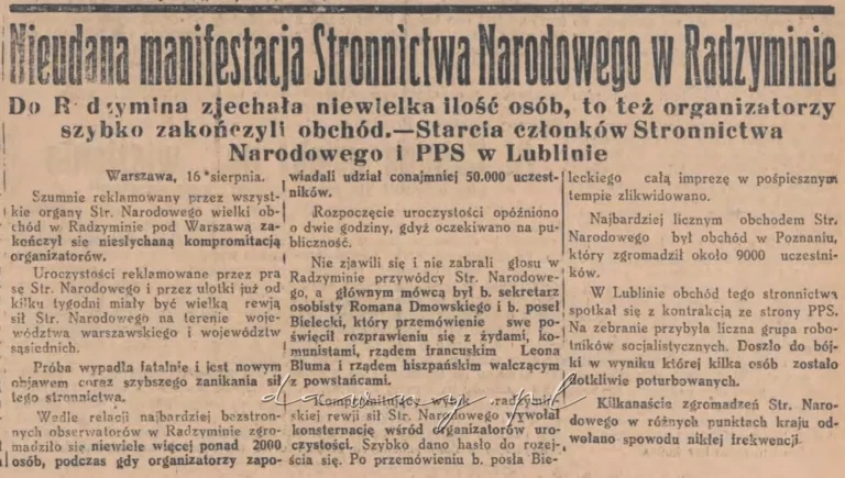 Manifestacja Stronnictwa Narodowego w Radzyminie, rok