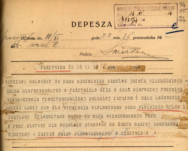Depesza starozakonnych 11.11