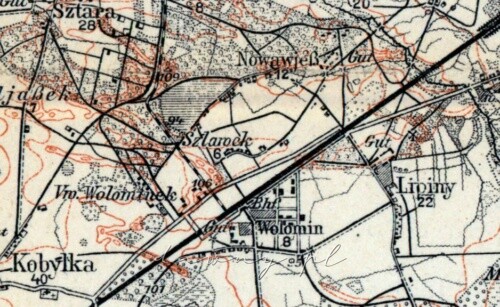 Mapa okolic Wołomina, rok 1915
