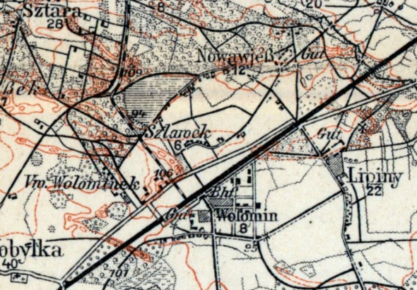 Mapa okolic Wołomina, rok 1915