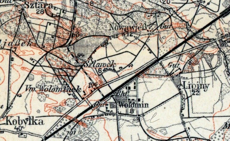Mapa okolic Wołomina, rok 1915