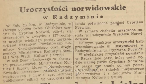 uroczystości norwidowskie