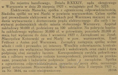 Elektrownia Marecka 1927