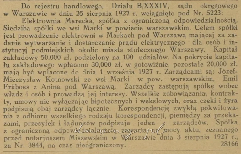 Elektrownia Marecka 1927