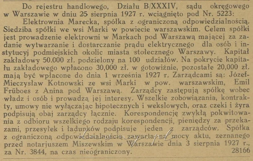 Elektrownia Marecka 1927